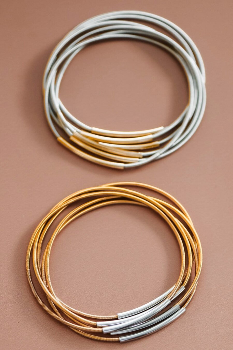 Stretchy Layered Guitar String Bracelet Set - 6019 6020
