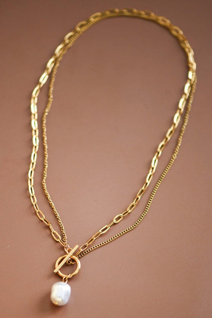 18K Gold Plated Waterproof Stainless Steel Chain Necklace - 6860