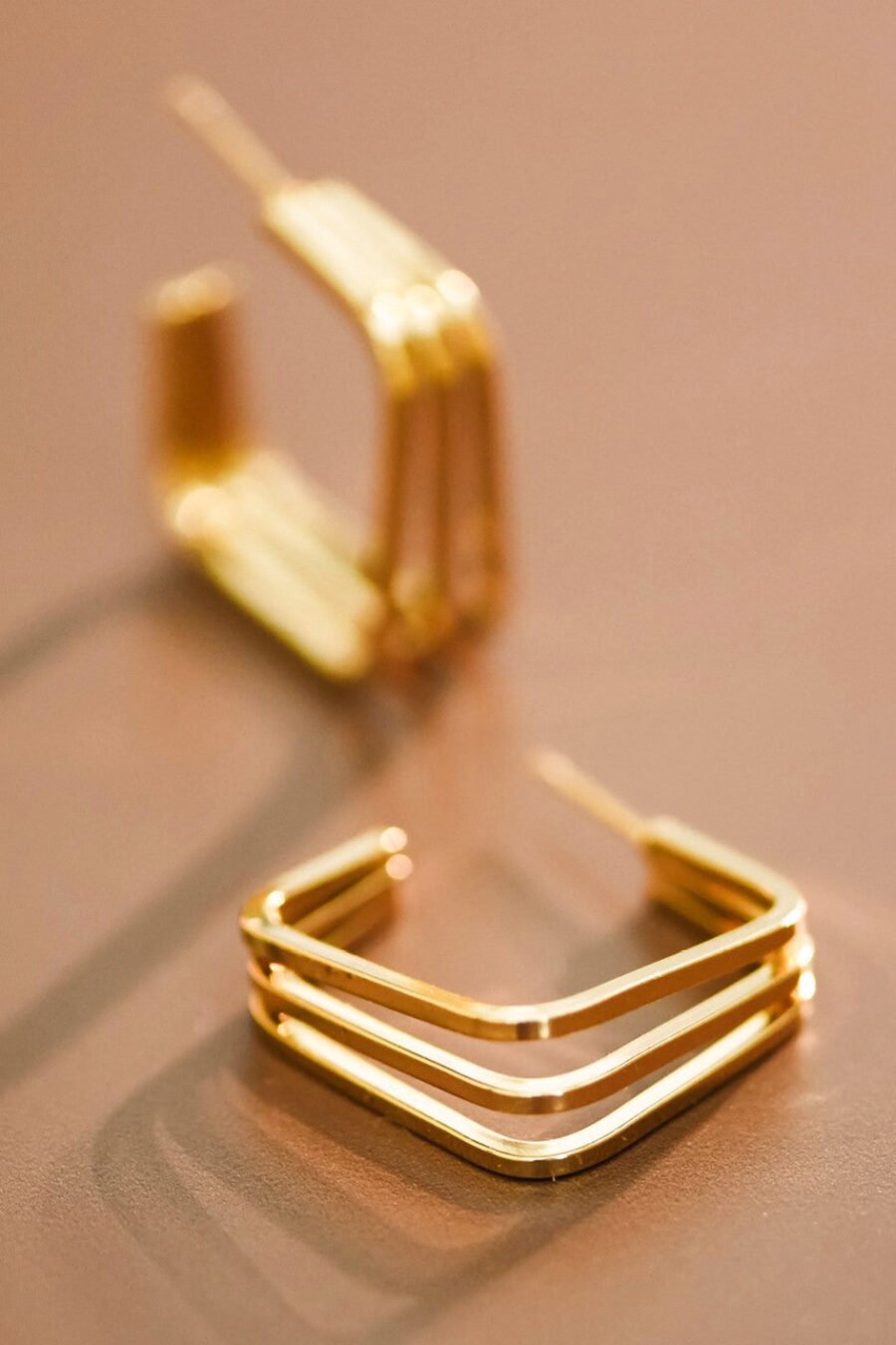 18K Gold Plated Waterproof Stainless Steel Hoop Earrings - 7101