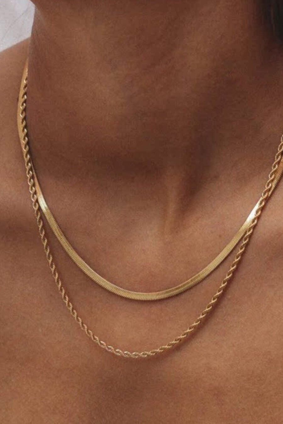 18K Gold Plated Waterproof Stainless Steel Chain Necklace - 7521