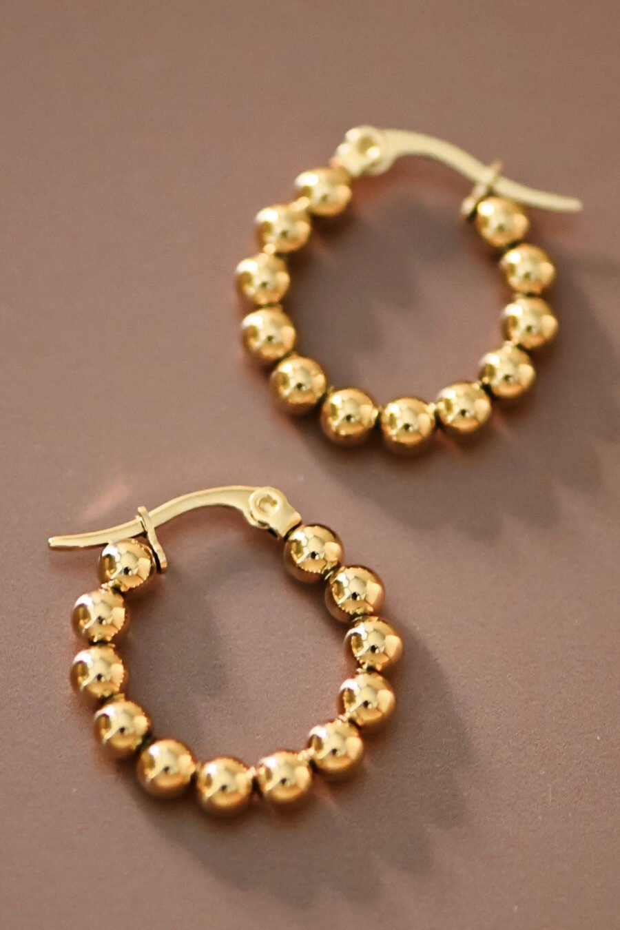 18K Gold Plated Waterproof Stainless Steel Hoop Earrings - 7538