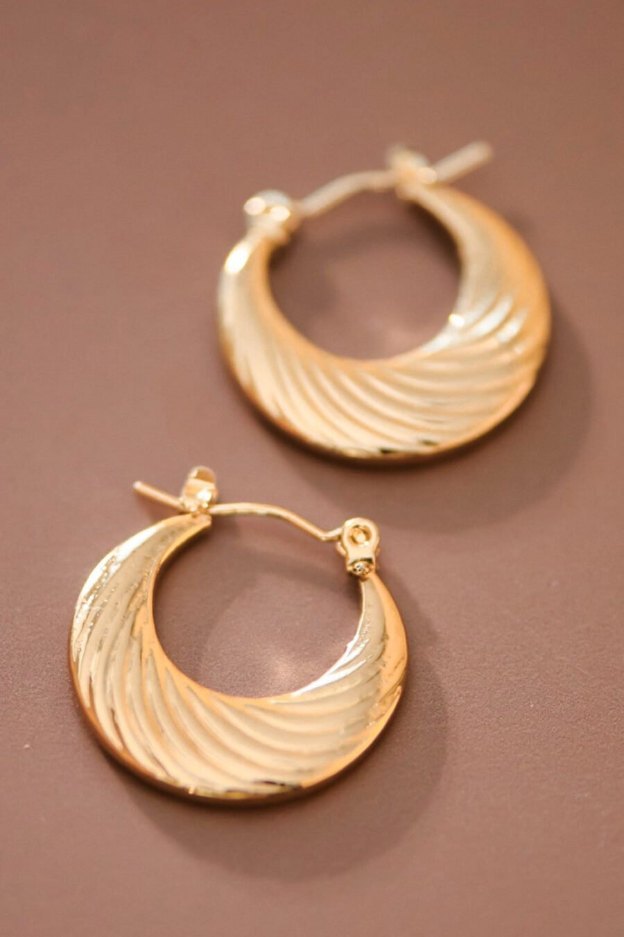 18K Gold Plated Waterproof Stainless Steel Hoop Earrings - 7640