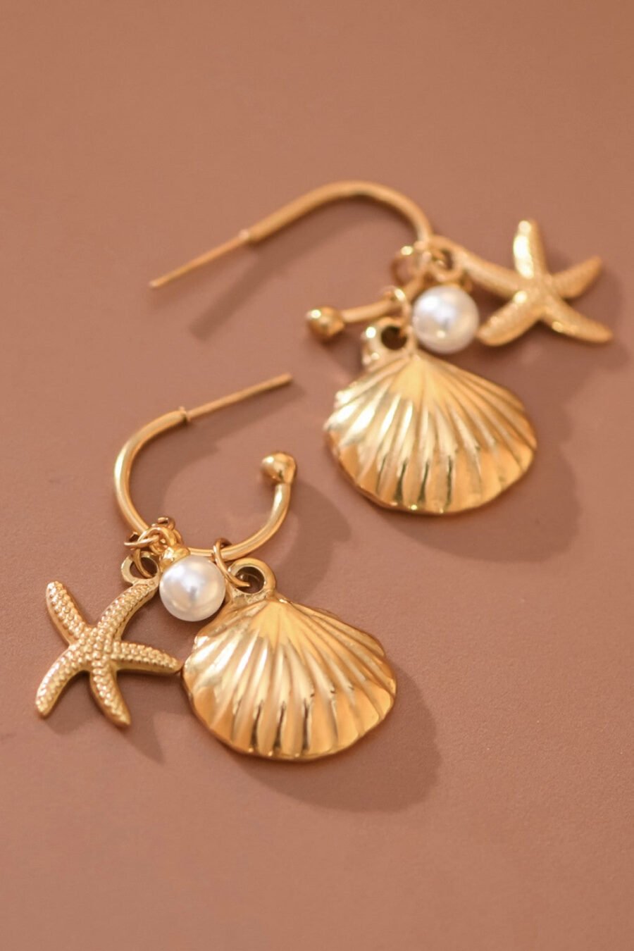 18K Gold Plated Waterproof Stainless Steel Drop Earrings - 7817