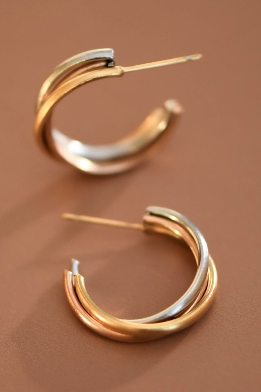 18K Gold Plated Waterproof Stainless Steel Hoop Earrings - 7826
